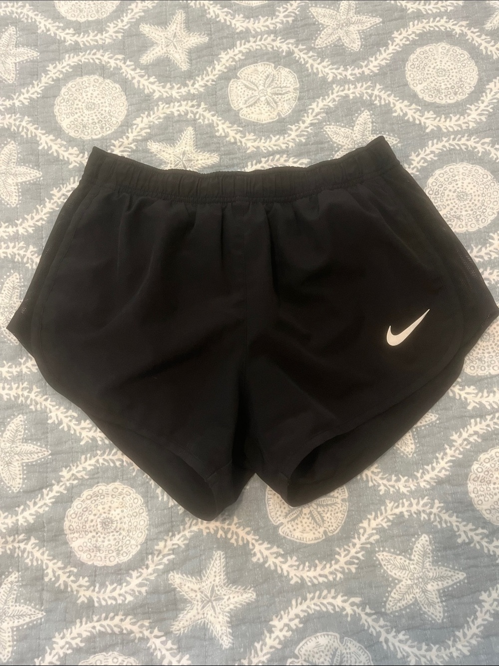 Nike Women's Black Athletic Shorts with White Swoosh